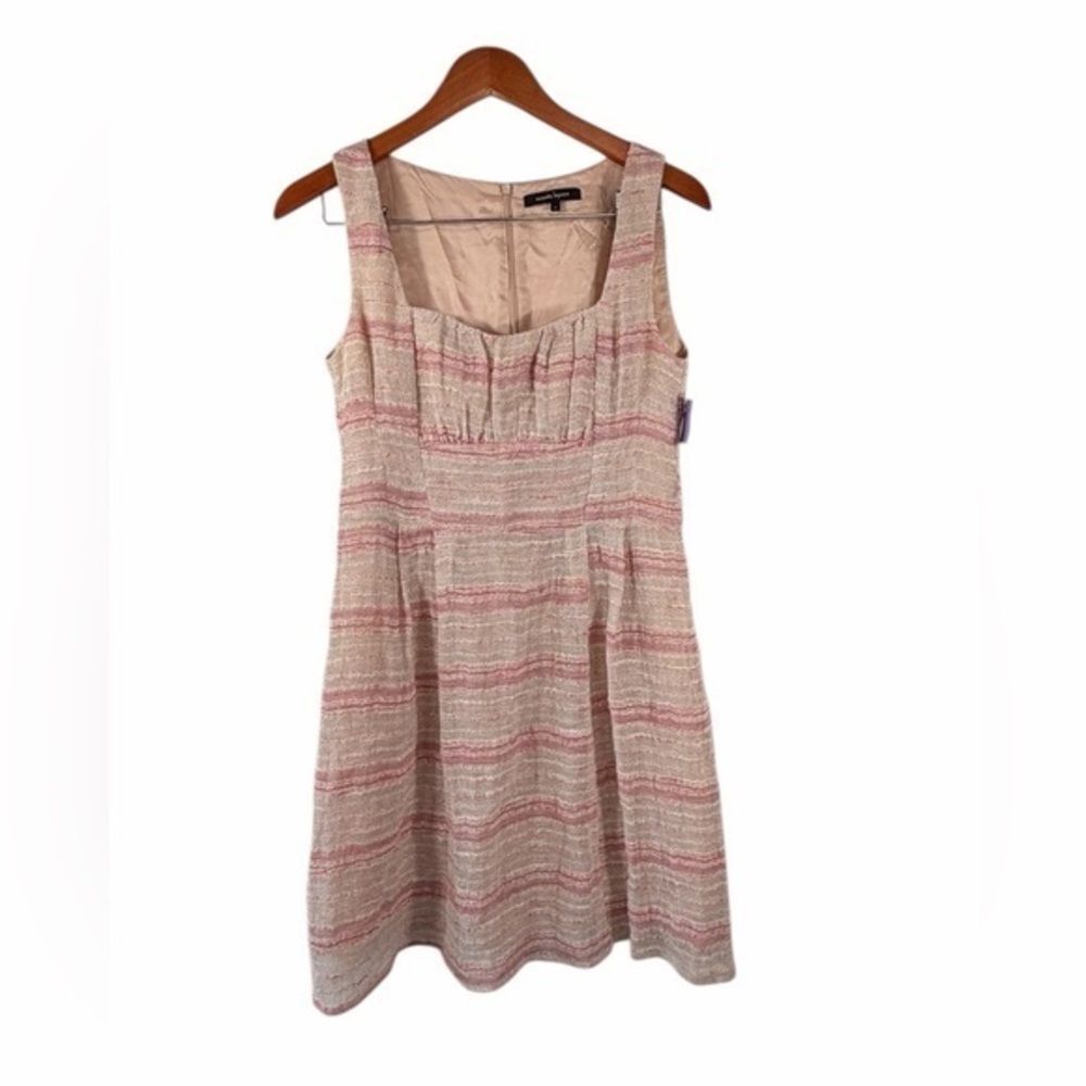 Nanette Lepore Silk Blend Tweed Fit and Flare Dress Pink Beige Size 4 NWT